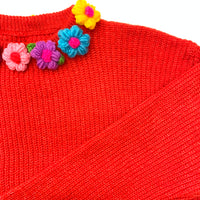 Floral Collar Red Jumper