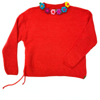 Floral Collar Red Jumper