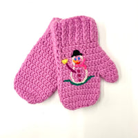 Pink Snowman Gloves