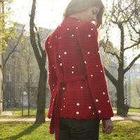 Dotted Women's Short Coat Red