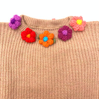 Floral Collar Pale Brown Jumper