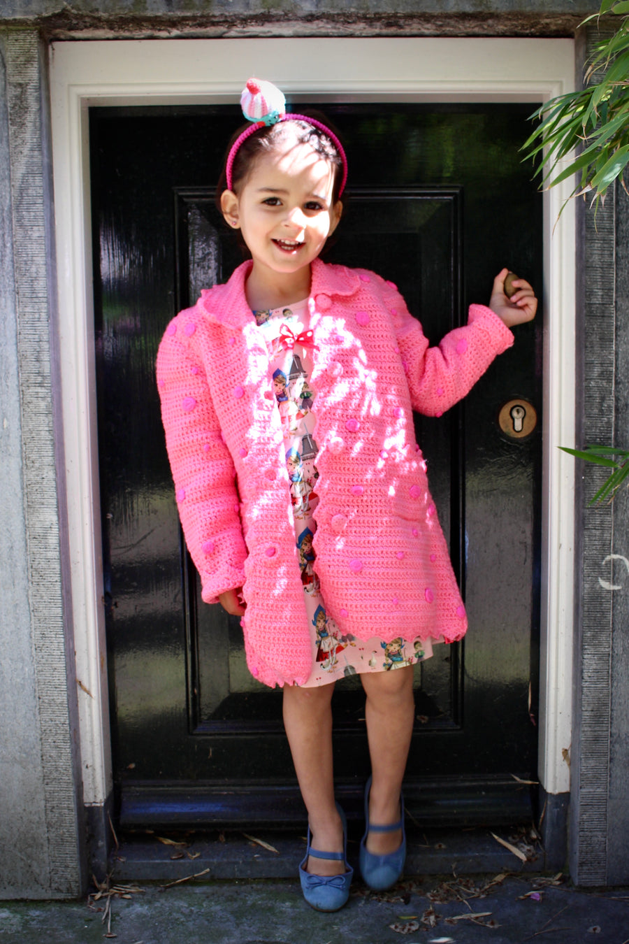 Dotted Coat Bright Pink