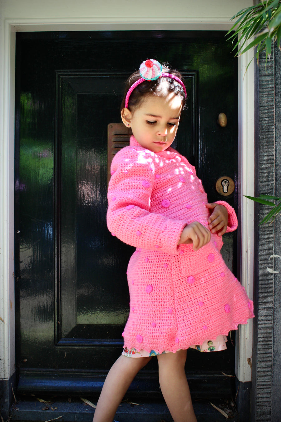 Dotted Coat Bright Pink