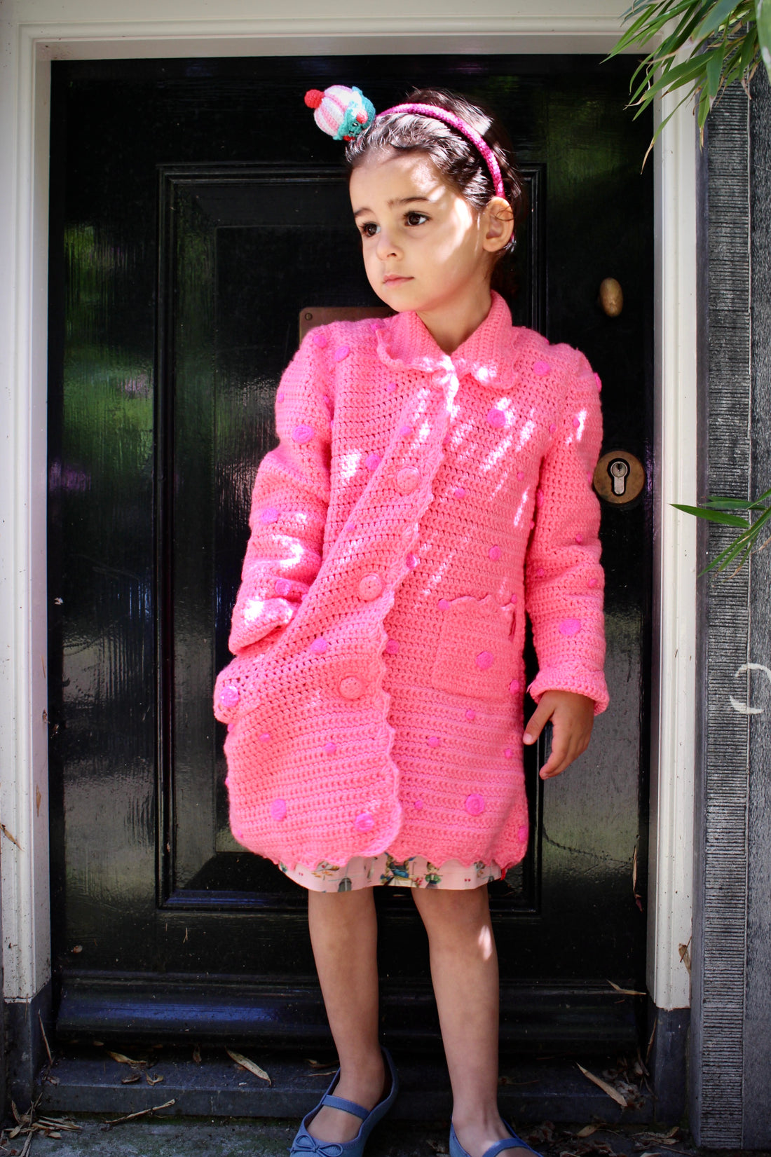 Dotted Coat Bright Pink