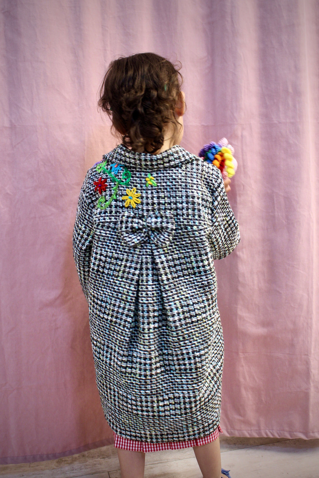 Checkered Behar Silk Coat