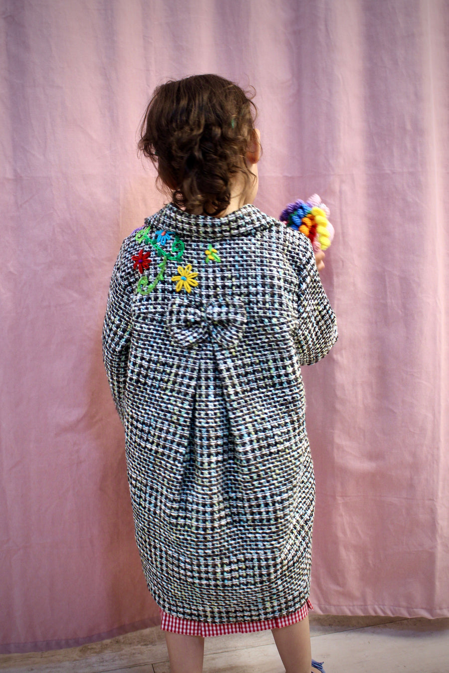 Checkered Behar Silk Coat