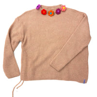 Floral Collar Pale Brown Jumper