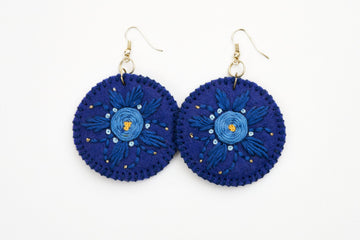 Embroidery Earrings Blue