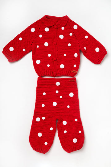 Red Dotted Baby Set