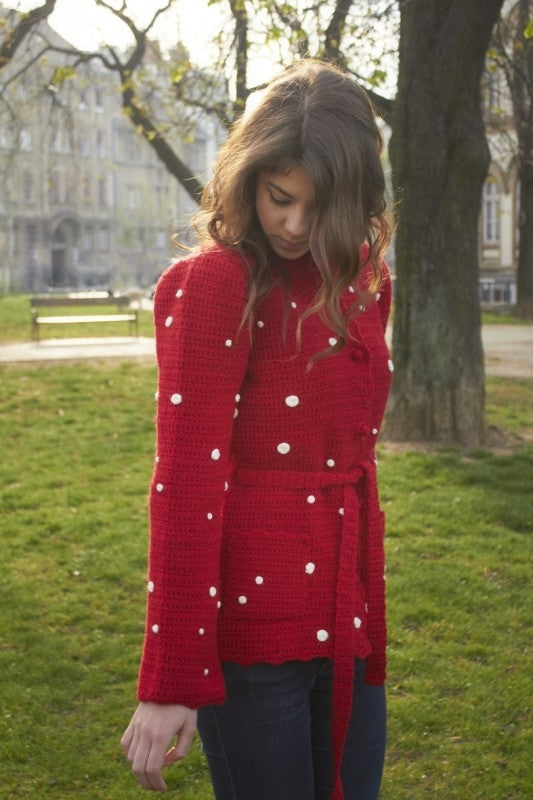 Dotted Women's Short Coat Red