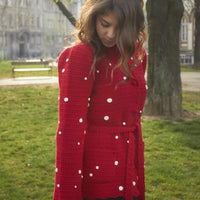 Dotted Women's Short Coat Red
