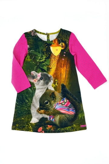 Sweet Bunny And Squirrel Dress